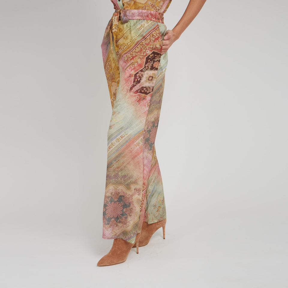 Pantalone "Tallow" in seta multicolor
