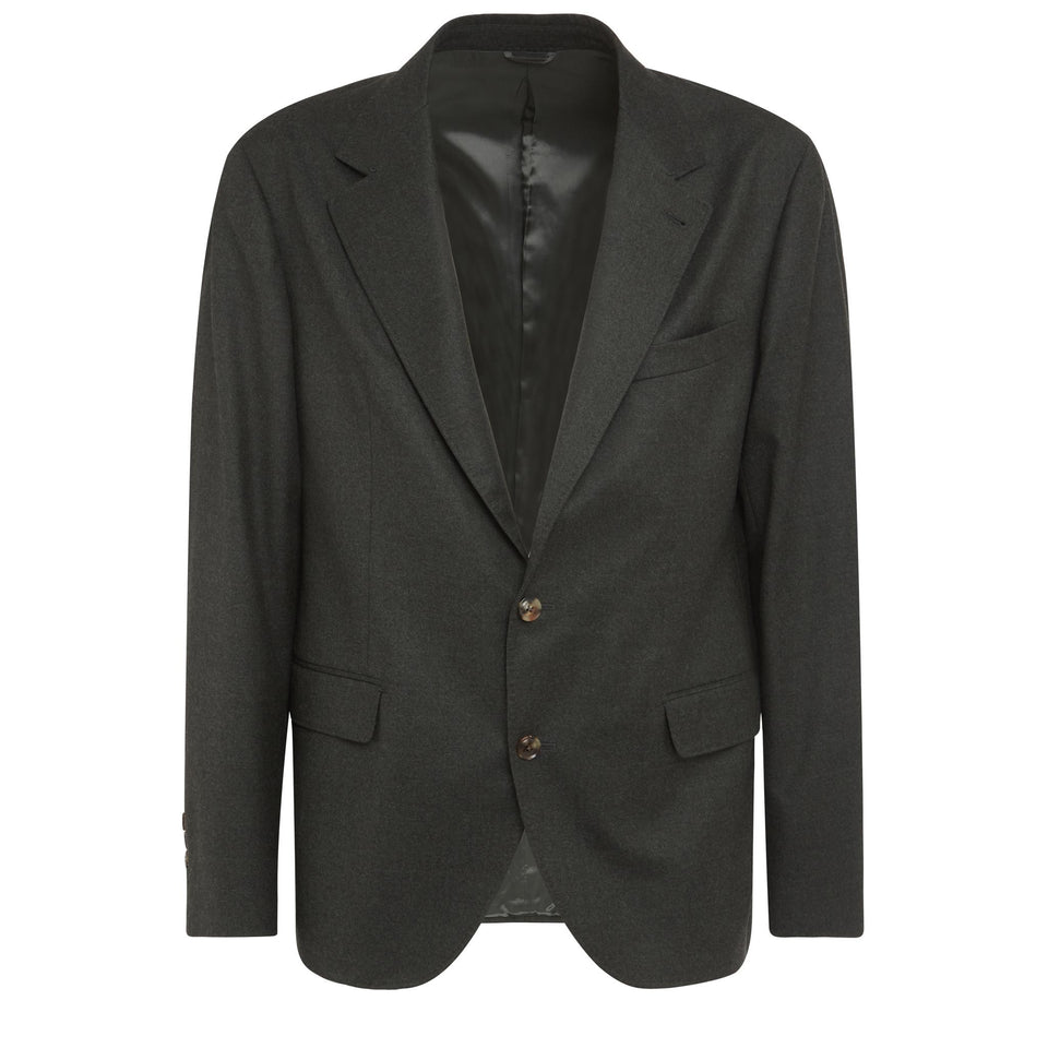Giacca mono petto in lana verde