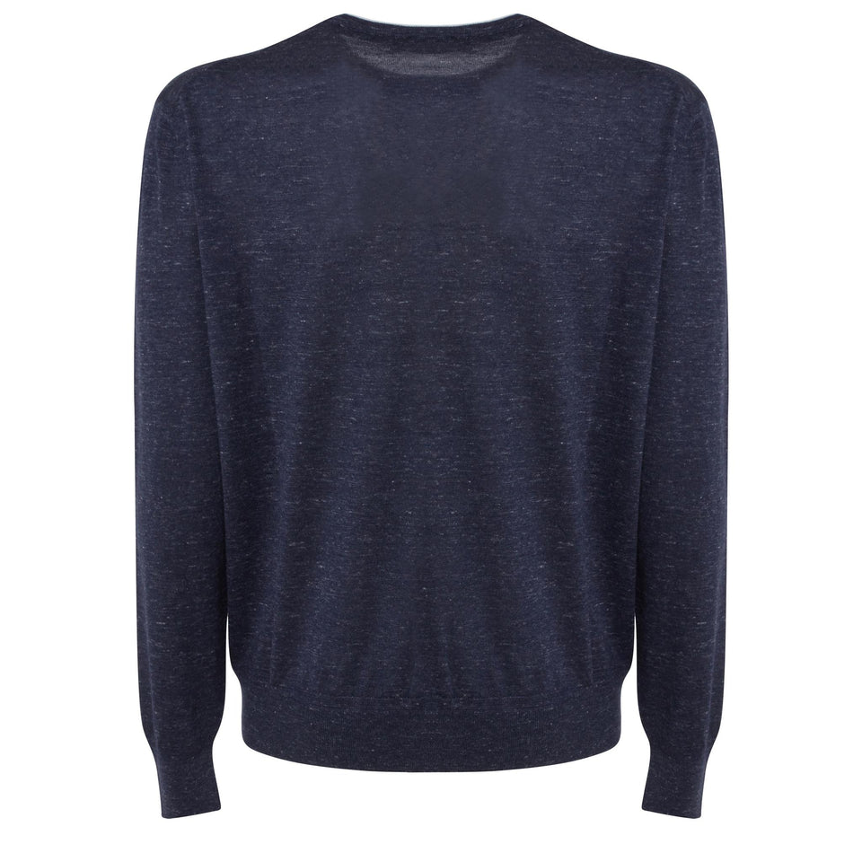 Maglia in lana e seta blu