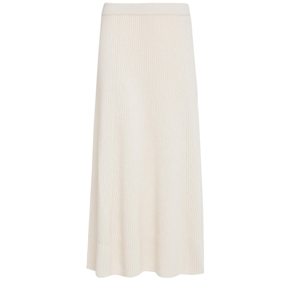 Long white wool skirt