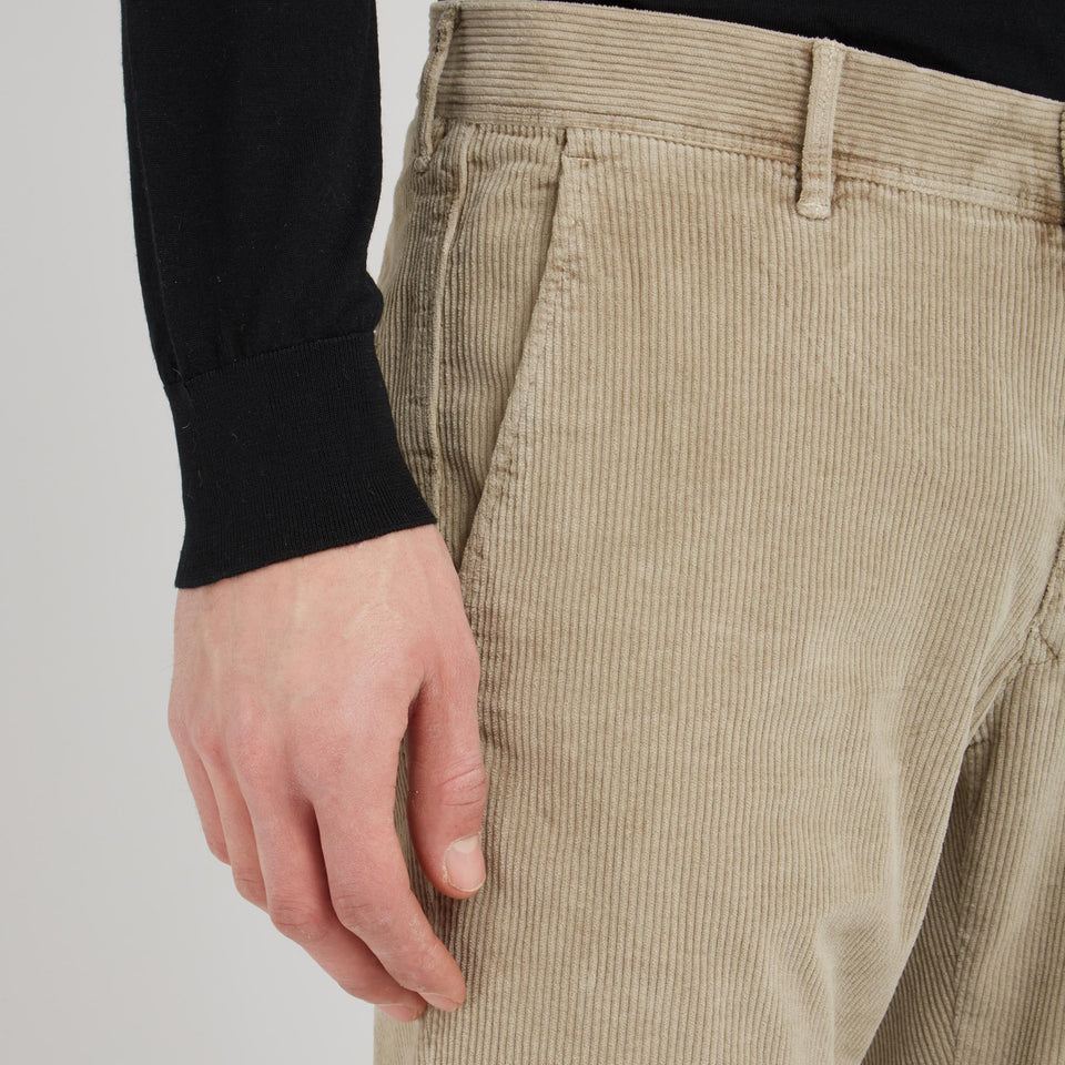 Pantalone a coste in velluto beige