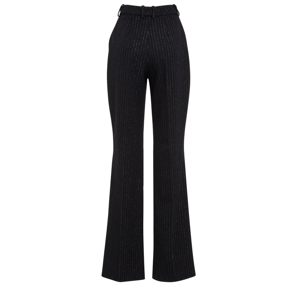 Pantalone a vita alta in tessuto nero