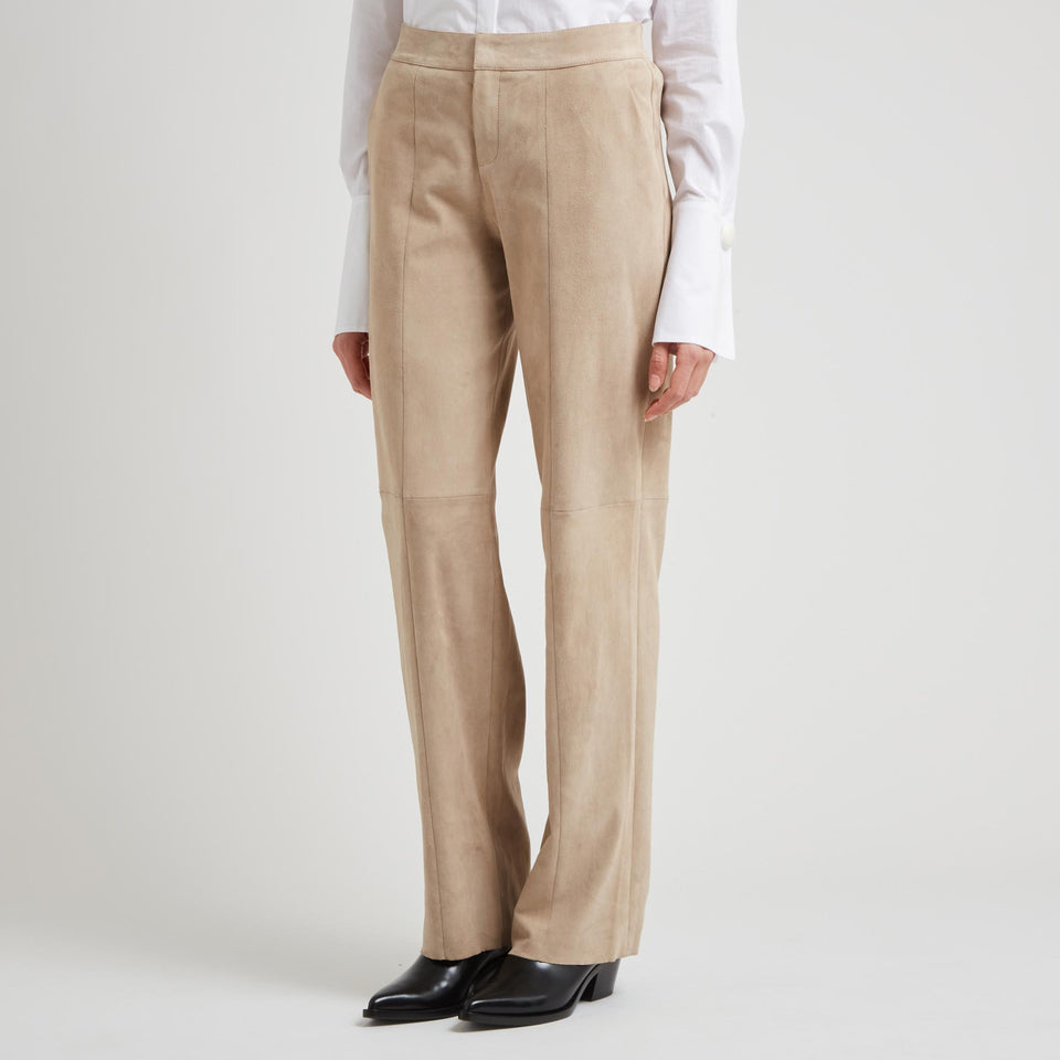 Pantalone "Massimo" in suede beige