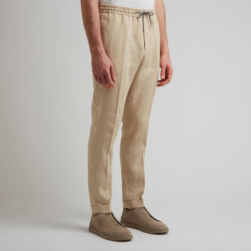 Pantalone in lino beige