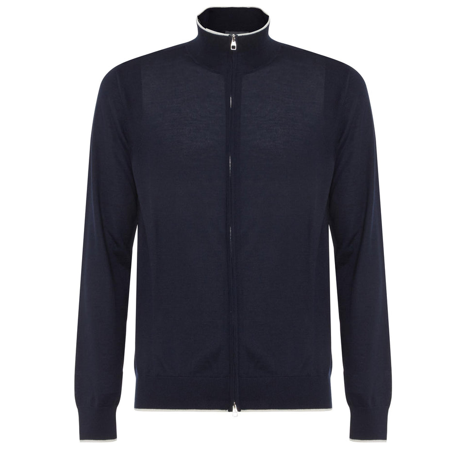 Cardigan in lana blu