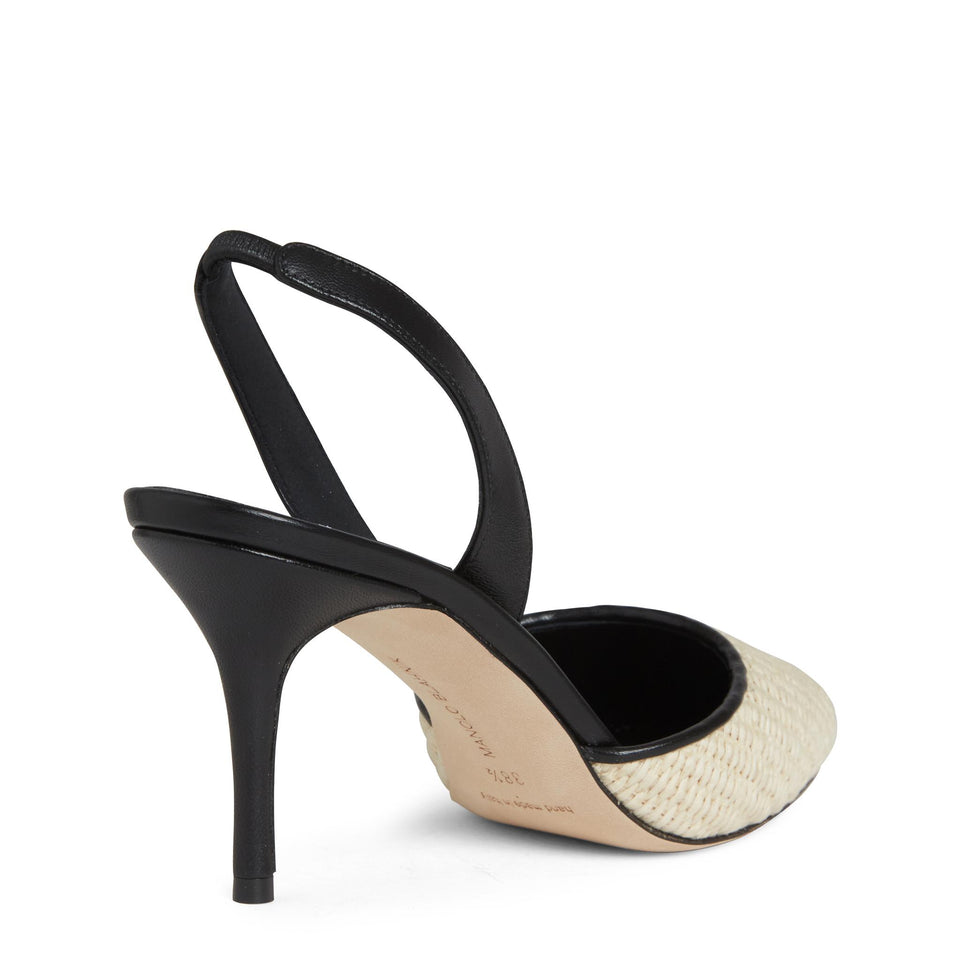 Slingback "Casam 70" in pelle bianche 224-1618 LKHA/BLCK MANOLO BLAHNIK 