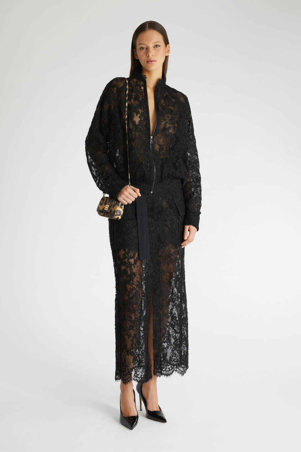 Bomber in pizzo nero