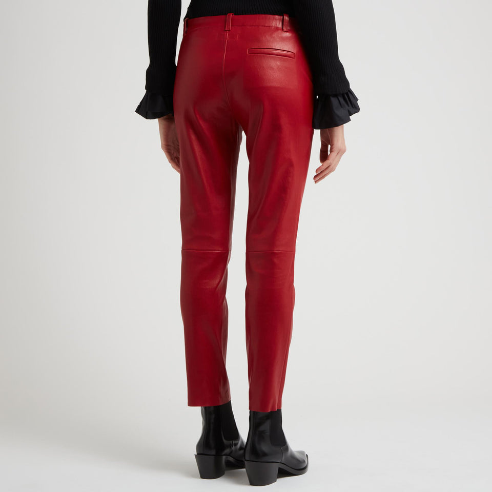 "Valentine" red leather trousers
