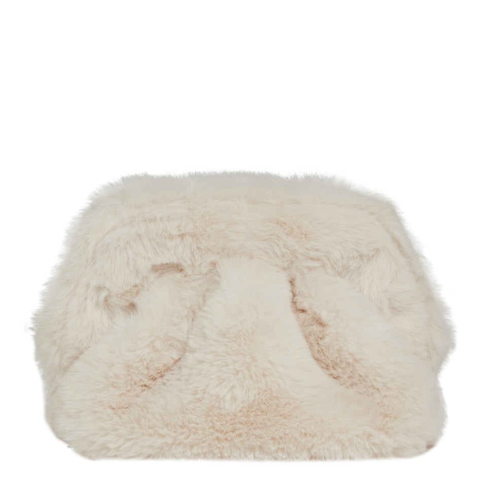 Small white shearling bag