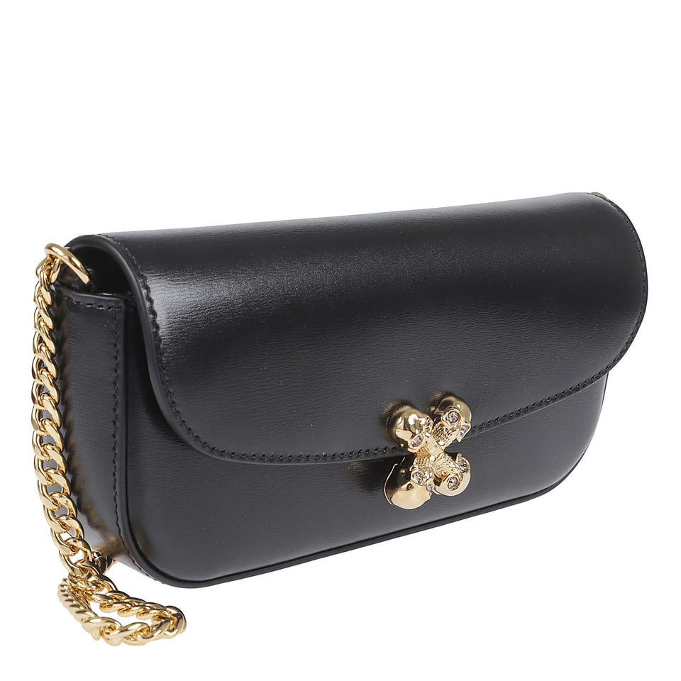 Borsa mini ''Skull Flower'' in pelle nera 836037 1MAAE1000 ALEXANDER MCQUEEN 