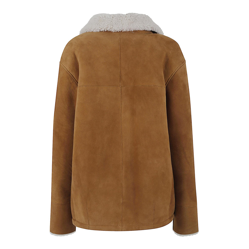 Giubbotto doppio petto in suede bege FLORENTINA CURLYCAMEL ENES 