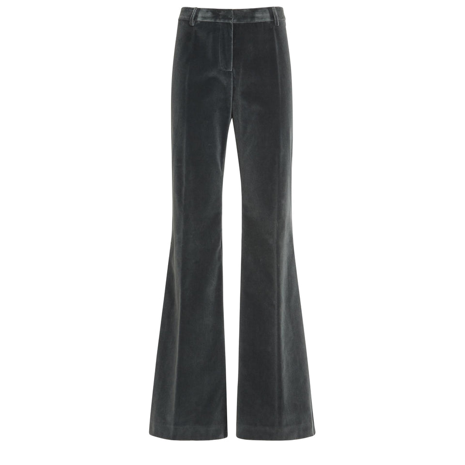 Pantalone svasato in velluto grigio