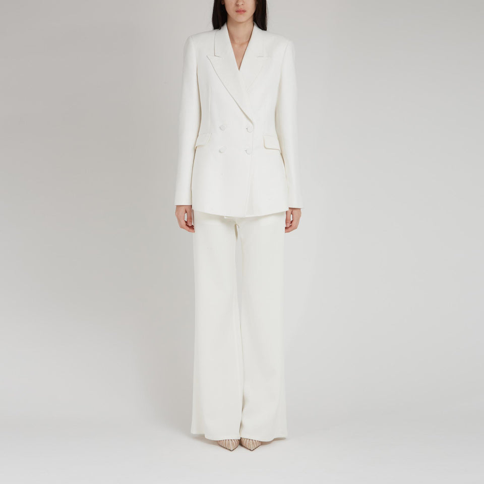 Blazer doppio petto "Stephanie" in seta bianca