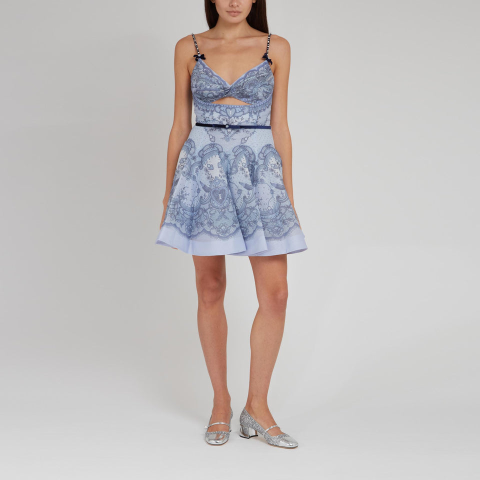 "Crush" dress in blue linen