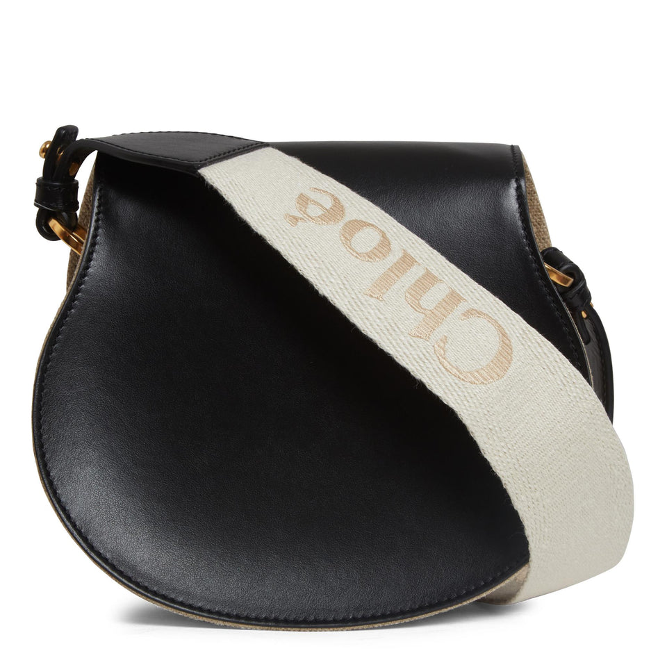 Borsa ''Marcie'' piccola in tessuto e pelle nera