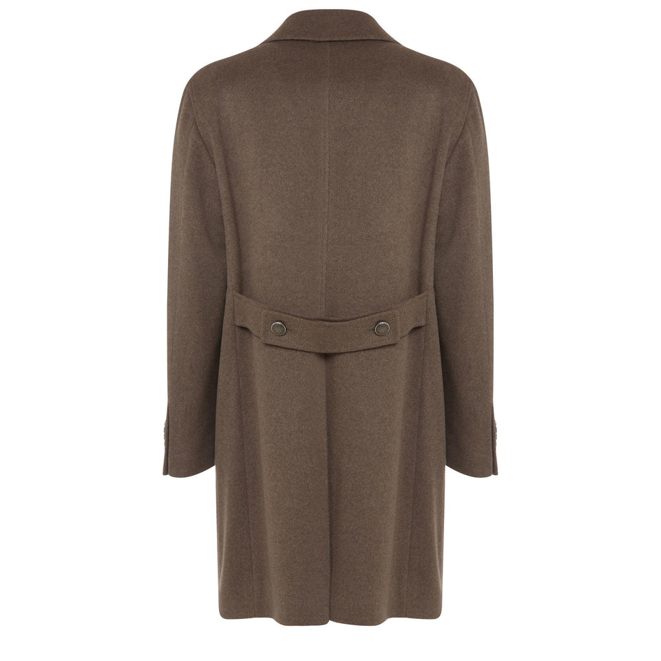 Cappotto doppio petto in cashmere marrone