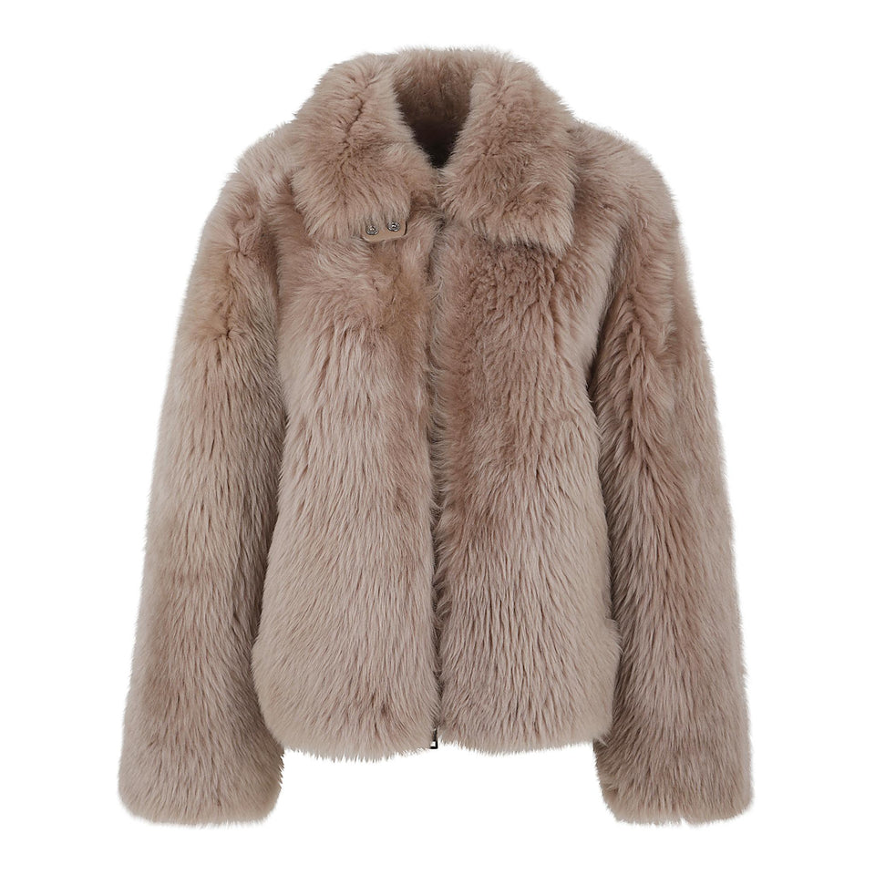 Giubbotto in shearling marrone K14673 BEIGE DESA 1972 