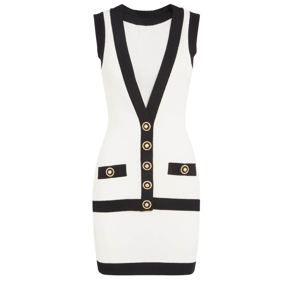 Black and white fabric dress