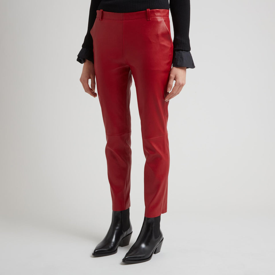"Valentine" red leather trousers
