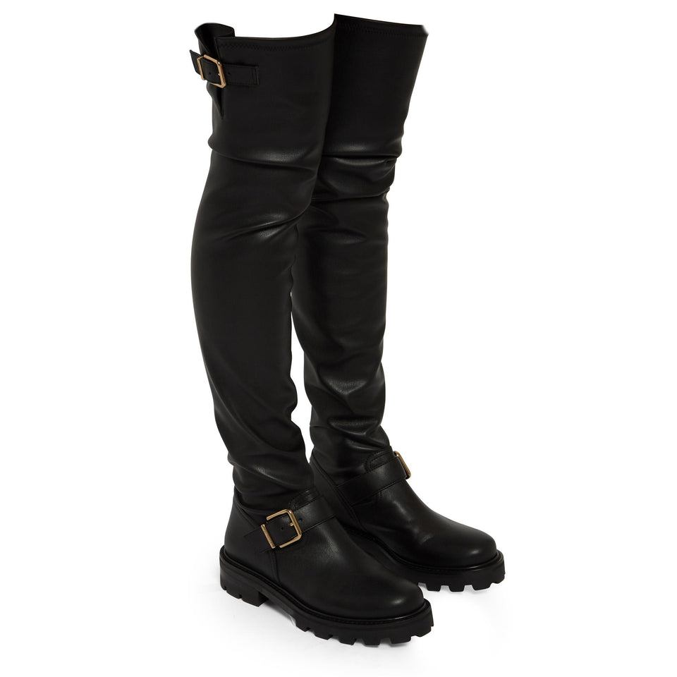 Stivale ''Biker II Tall'' in pelle nera BIKERII OTKFLATQOZBLACK JIMMY CHOO 