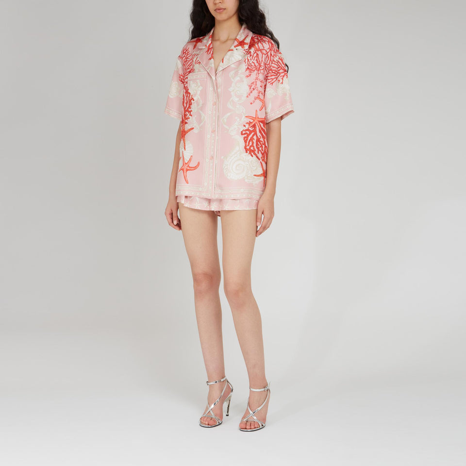 ''Barocco Sea'' shirt in pink silk