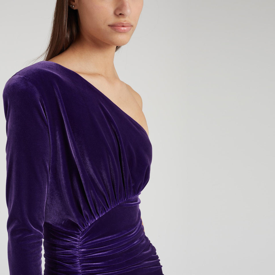 Purple velvet mini dress