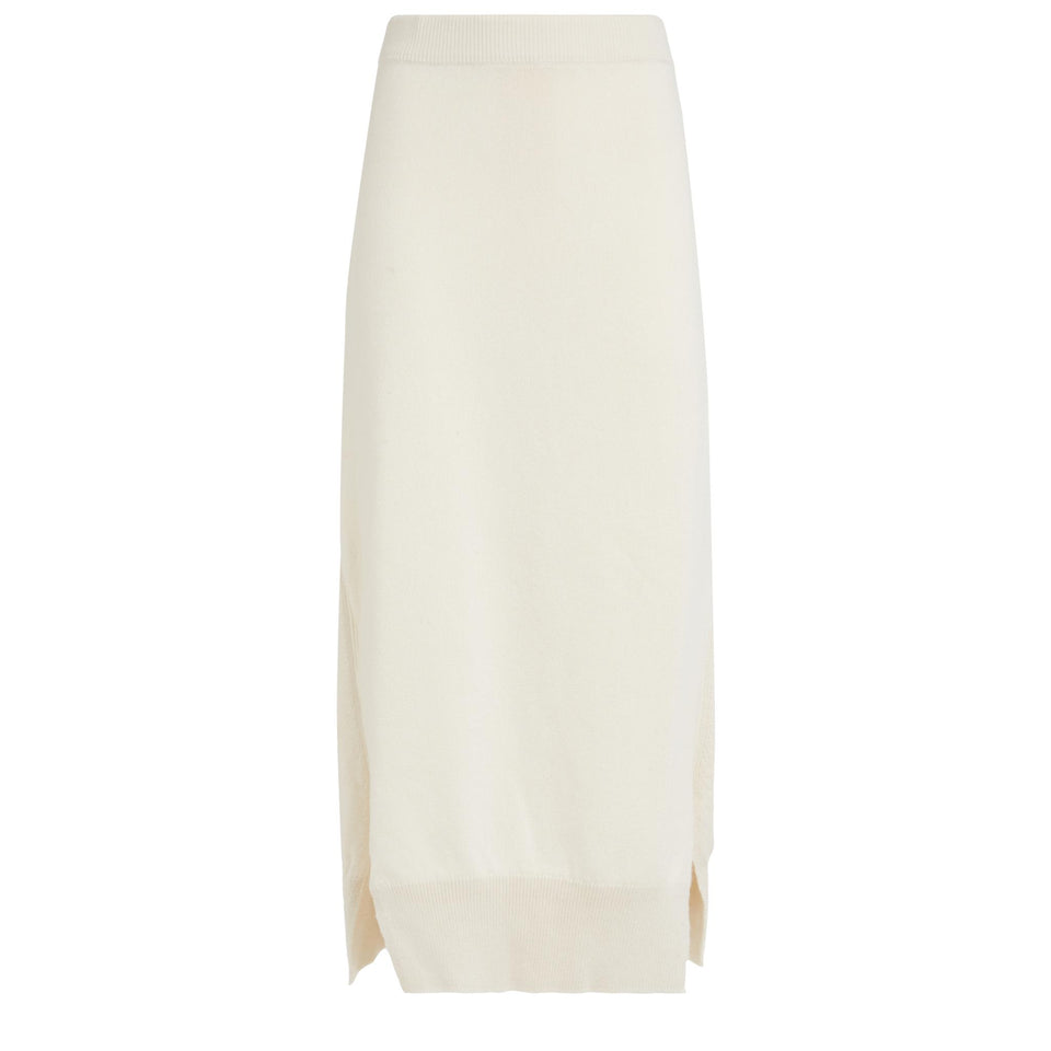 Long white cashmere skirt
