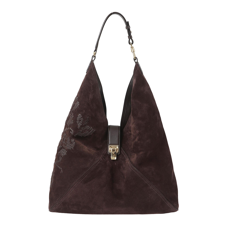Borsa shopping in suede marrone D473S705 RDIW91018 ERMANNO SCERVINO 