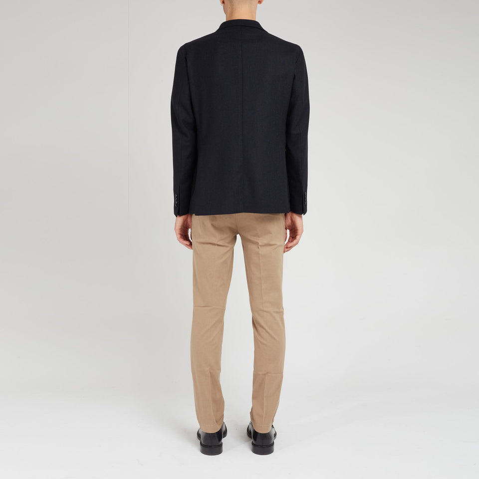 Giacca mono petto in lana e cashmere blu