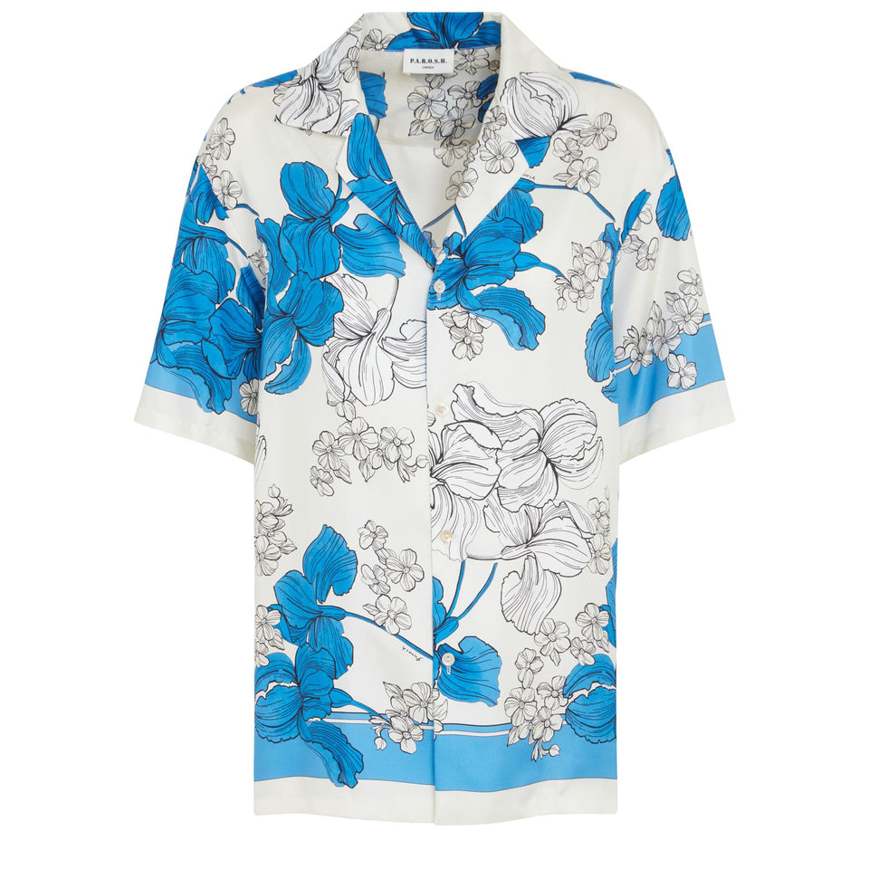 Camicia in seta azzurra