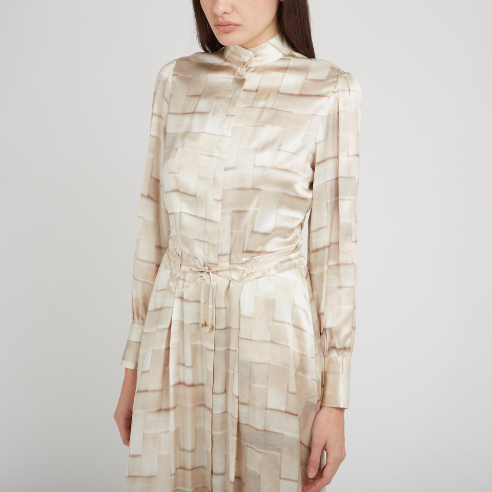 Beige silk long dress