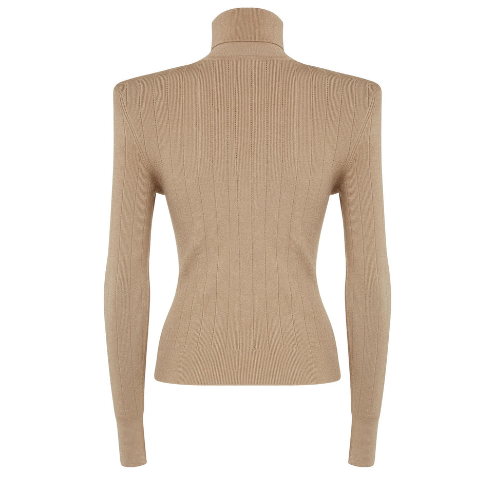 Maglia dolcevita in lana beige