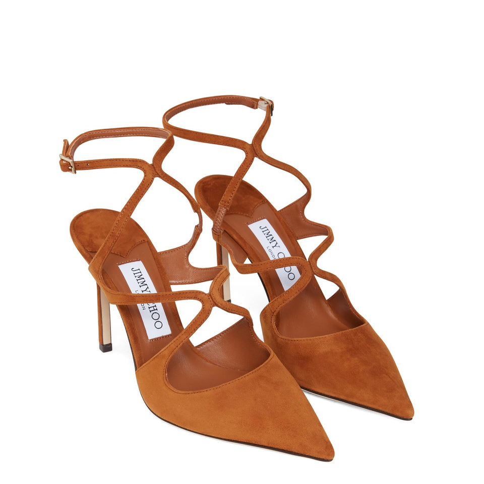 Decolletè ''Azia Pump'' in suede marrone AZIAPUMP95 SUETAN JIMMY CHOO 