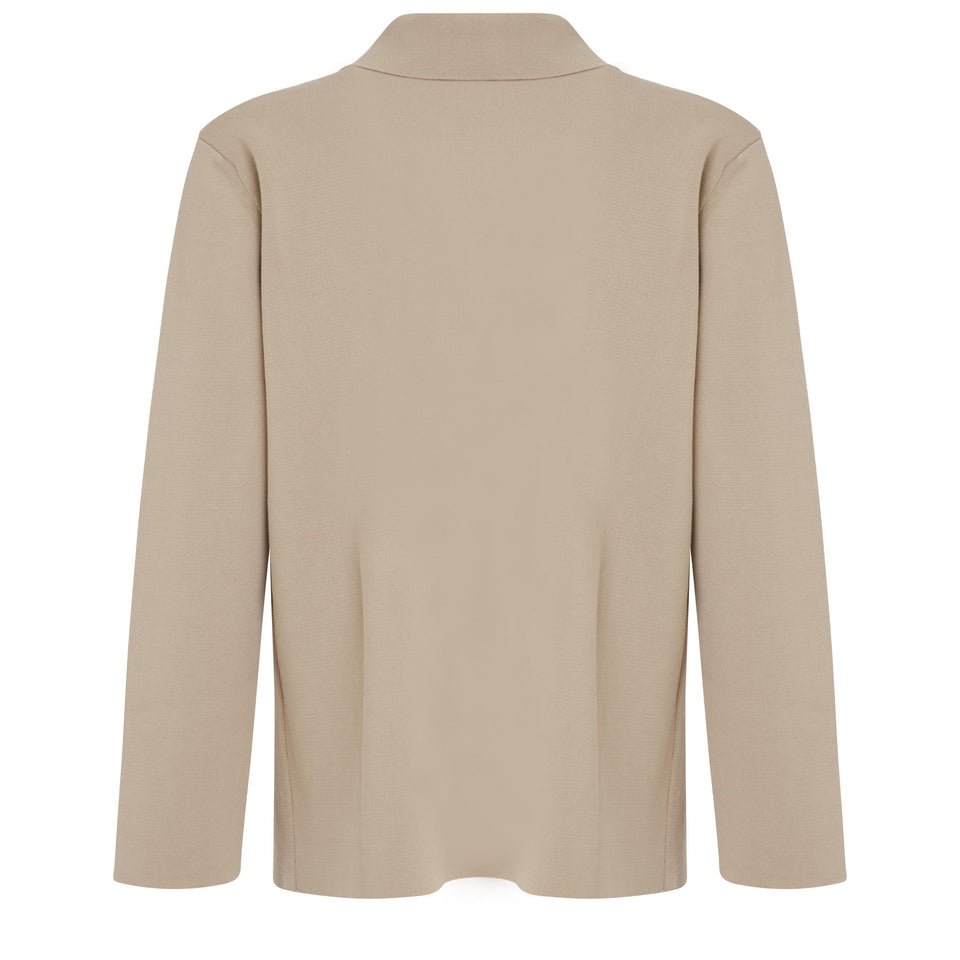 Beige cotton double breasted jacket