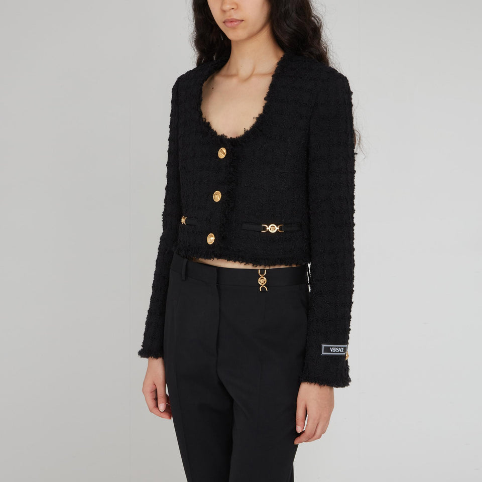 Black Tweed Cardigan Jacket