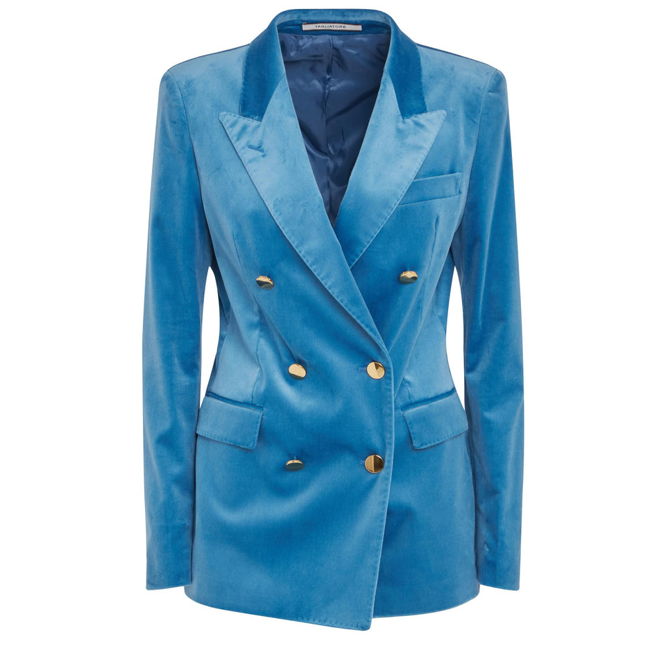 Giacca doppio petto ''J-Parigi'' in velluto azzurra