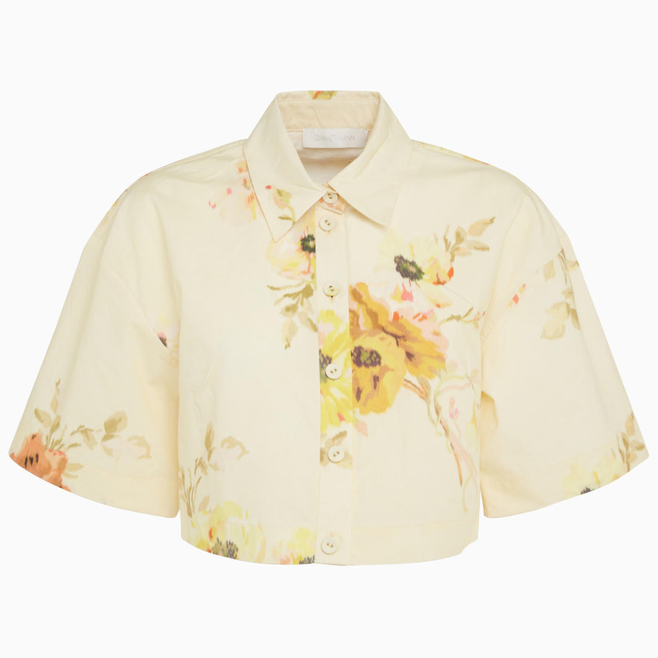 Yellow cotton crop shirt