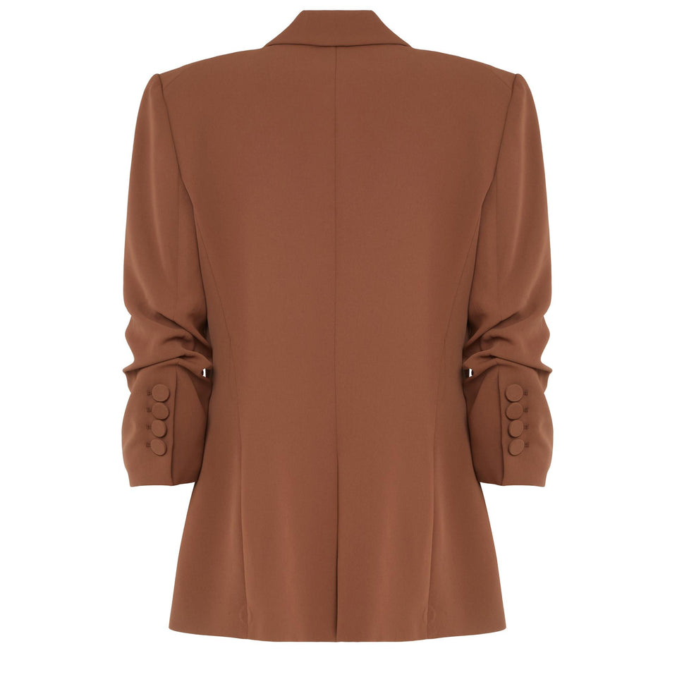 Giacca mono petto "Tomi" in tessuto marrone
