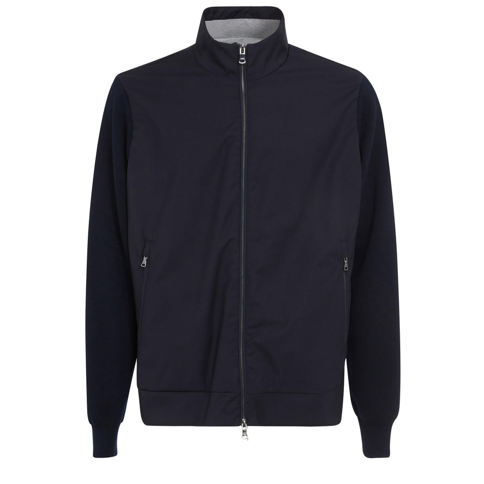 Giubbino in lana e tessuto Loropiana blu