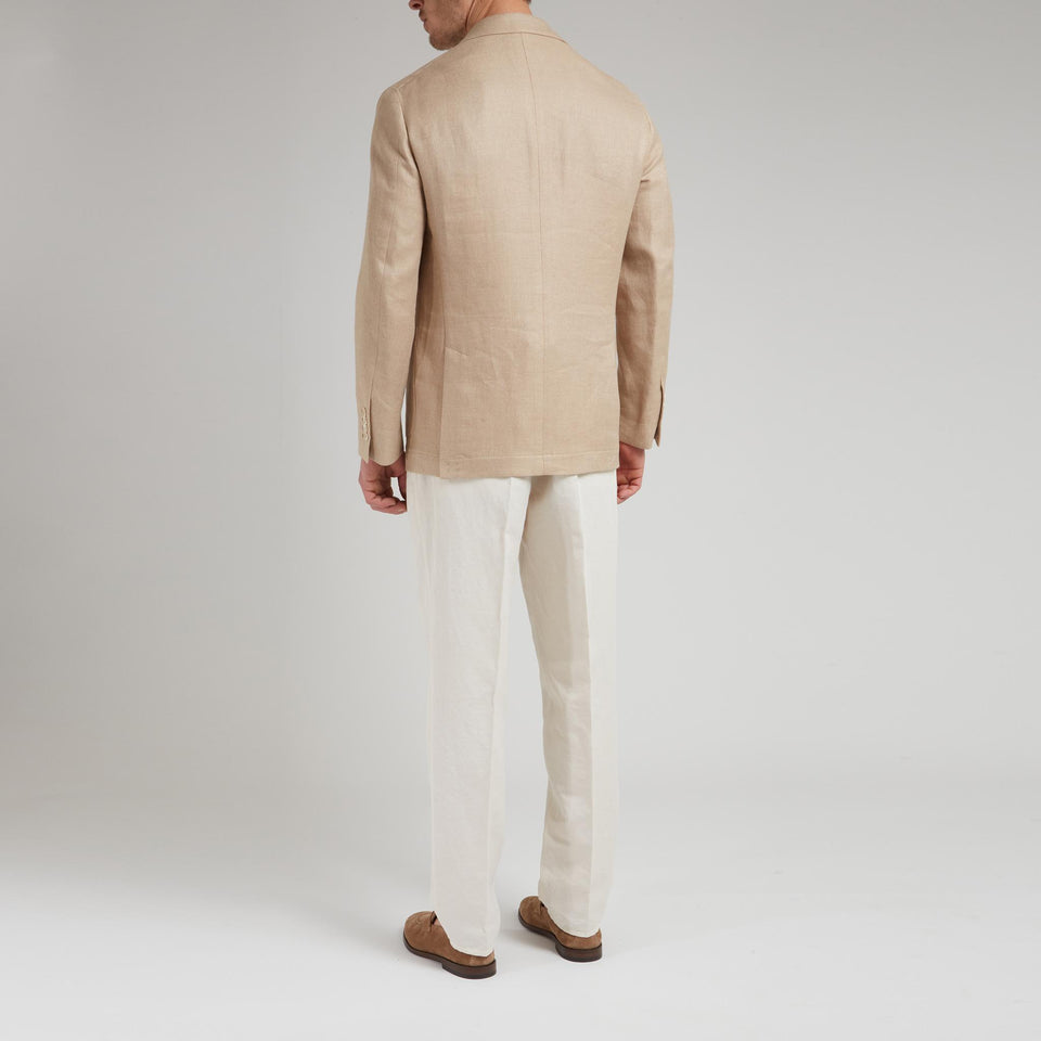 Giacca mono petto in lino beige