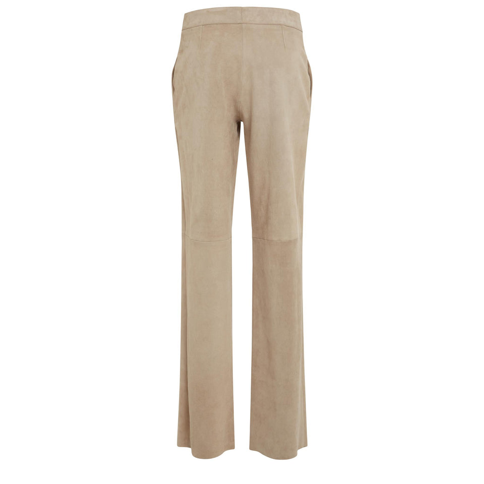 Pantalone "Massimo" in suede beige