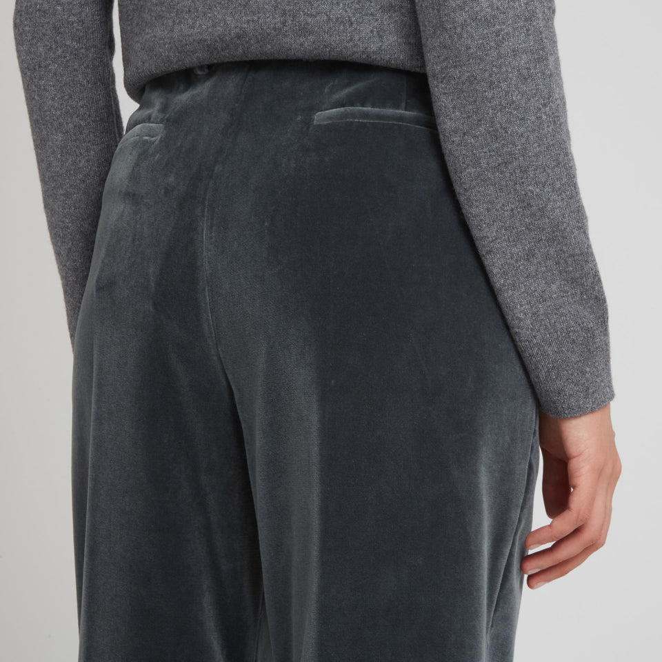 Pantalone svasato in velluto grigio