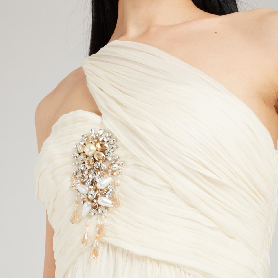 White chiffon long dress