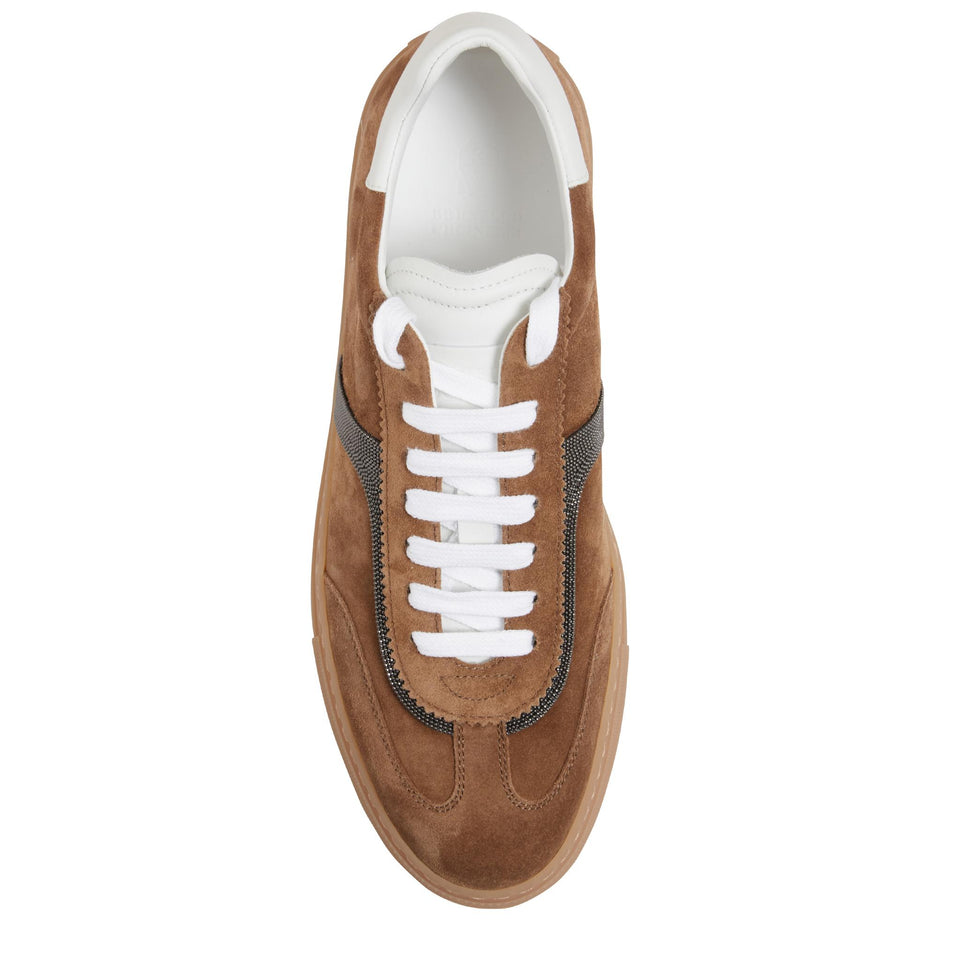 Sneakers in suede marrone MZSFG2908 C7495 BRUNELLO CUCINELLI 
