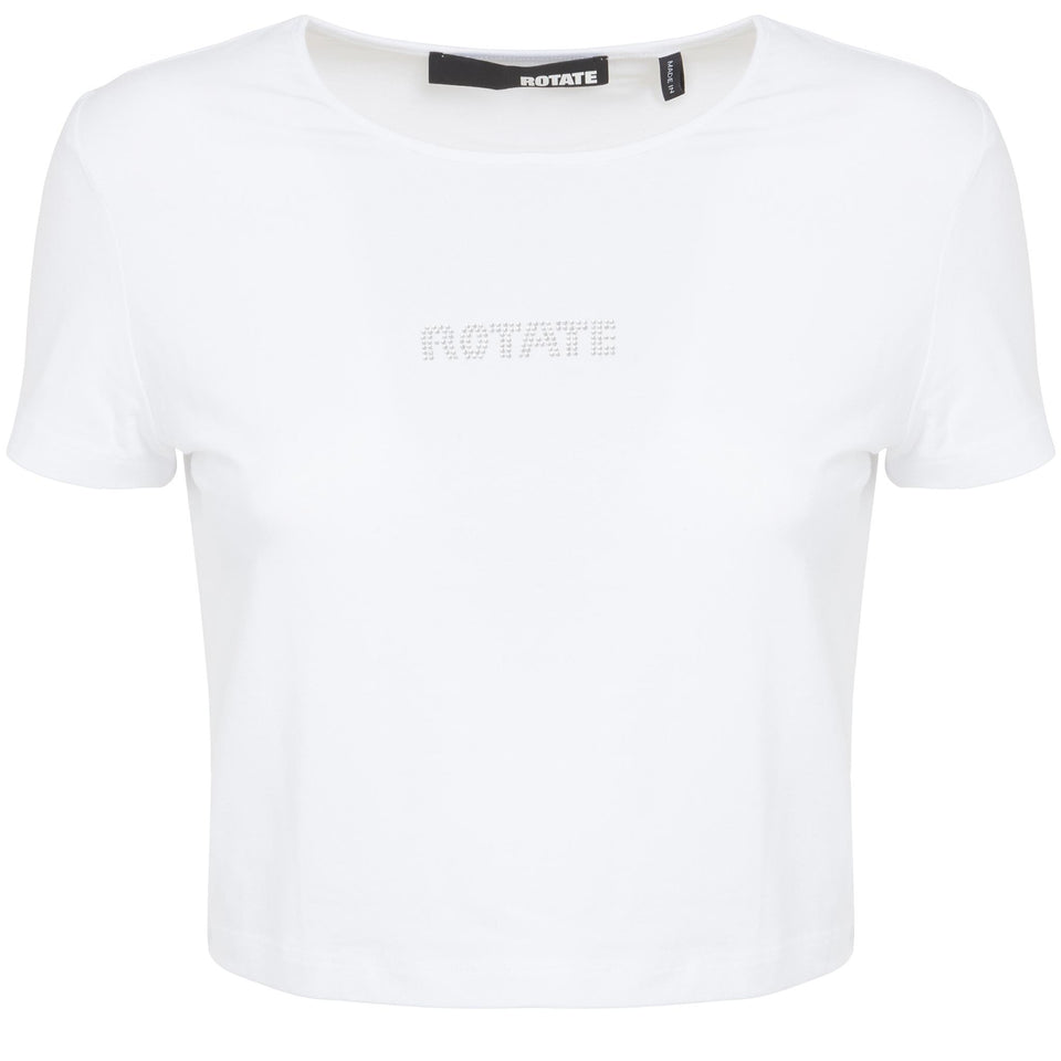 T-shirt crop in cotone bianca