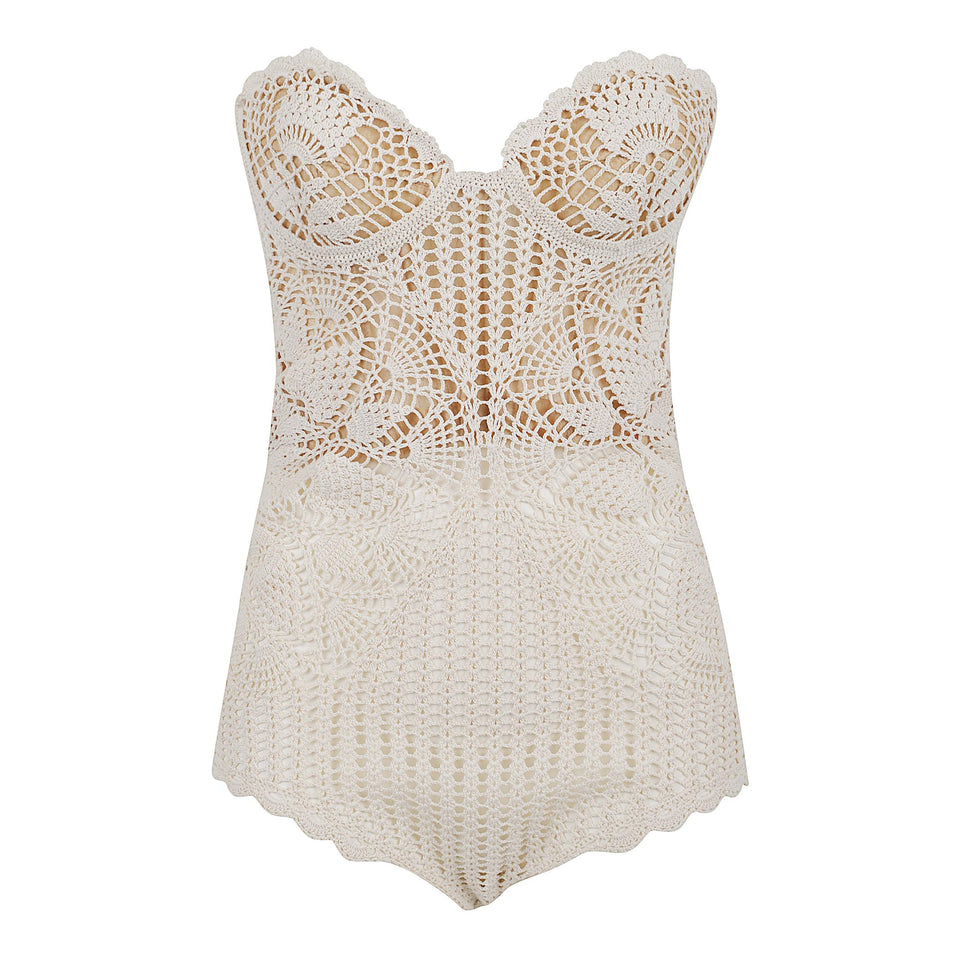 Body in cotone bianco 257725 CREAM MAGDA BUTRYM 