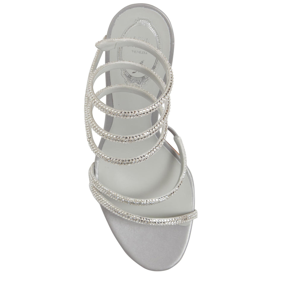Sandalo ''Margot Snake'' in satin grigio C11339-105 R001V232GREY RENE CAOVILLA 