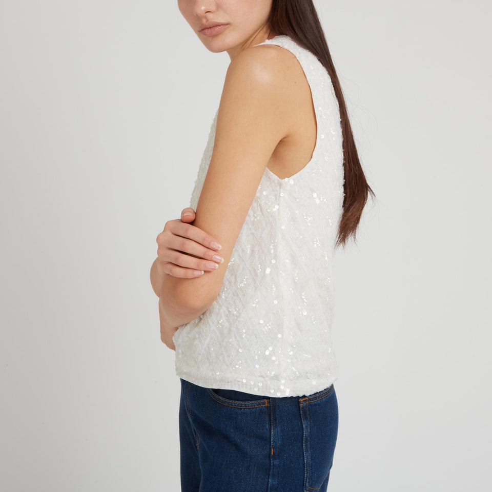 Tank top in white fabric