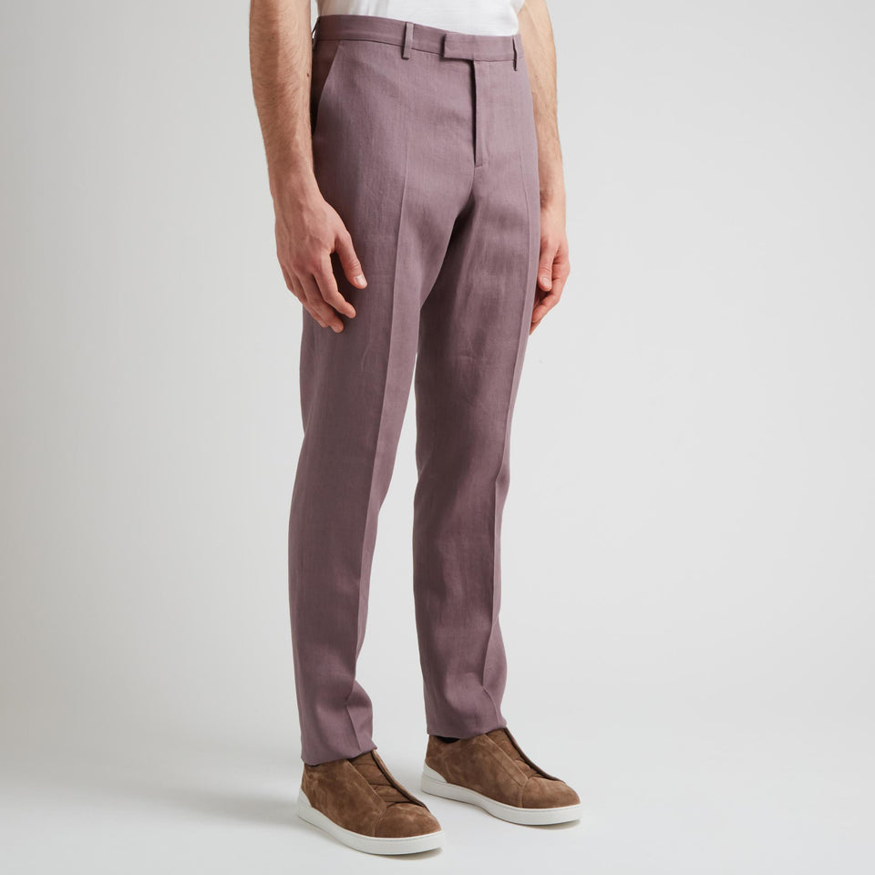 Pantalone in lino viola