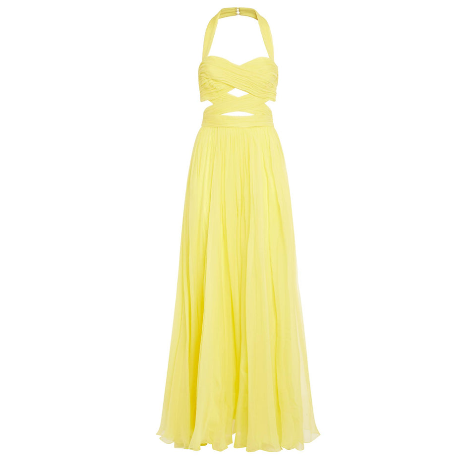 Abito lungo in chiffon giallo